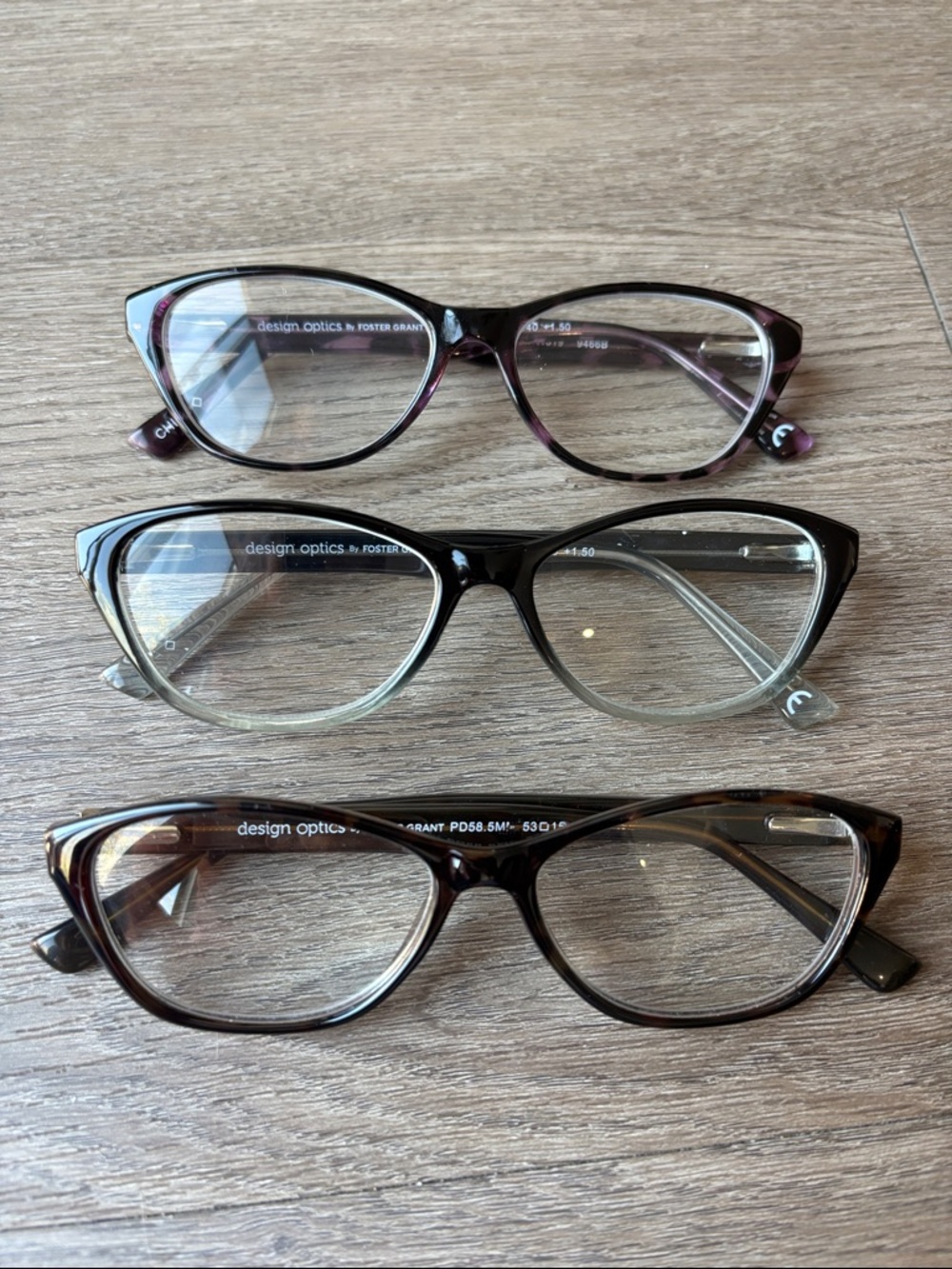 Design Optics by Foster Grant Women's Cat Eye Reading Glasses Trio +1.50